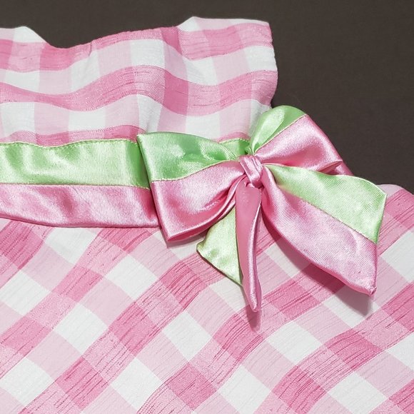 Pink Plaid Easter Dress With Diaper Cover and Sash Bow Youngland Size 12 Months - Picture 5 of 7